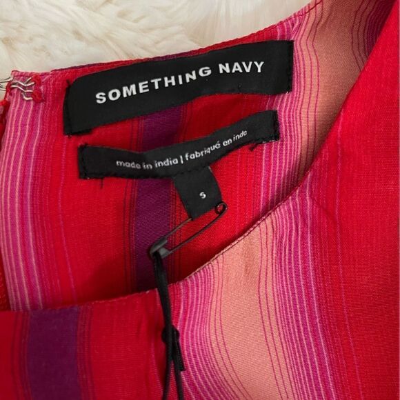 NWT Something Navy red goji bold striped dress size small - Picture 9 of 15